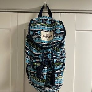 Hollister Boho Surf Backpack Fair Isle Bag Coastal Festival 100% Cotton Woven